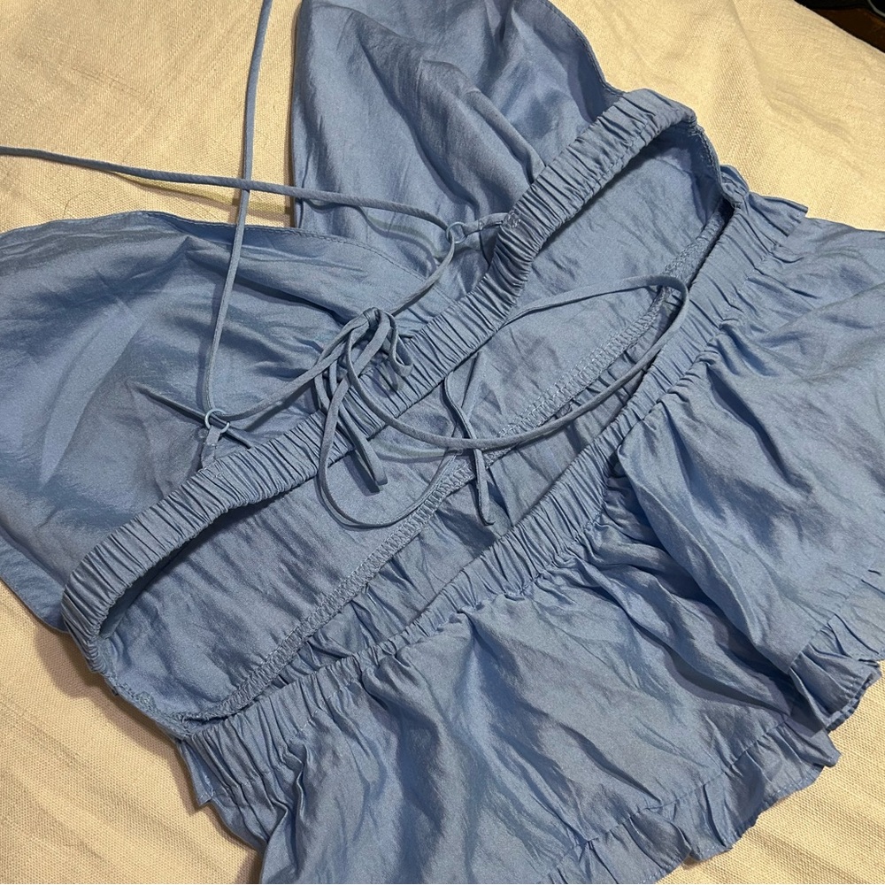 American Threads Blue Ruffled Top - Picture 5 of 6
